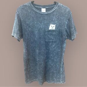 Ripndip Black Acid Washed Short Sleeve Tee‎ with Cat Graphic
